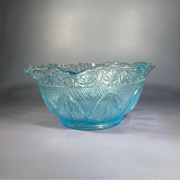 Vintage 7 Inch Ice Blue Crimped Edge Princess House Bowl Great Gift Collectible - Picture 3 of 6